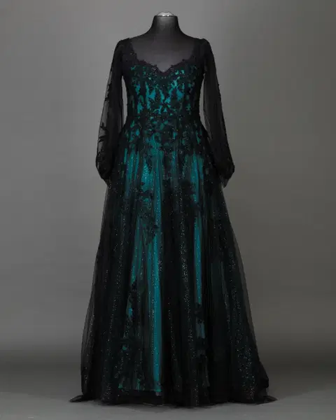 Black Deep Petrol wedding dress by DarkDreamCouture