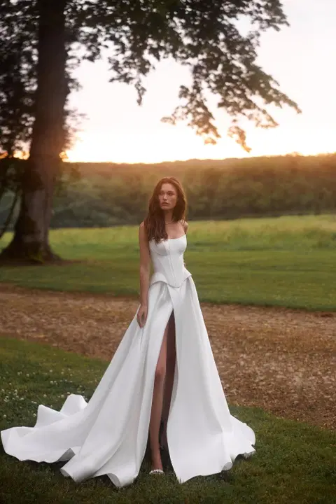 Fiamma wedding dress by Anne Mariée, A-line, mikado
