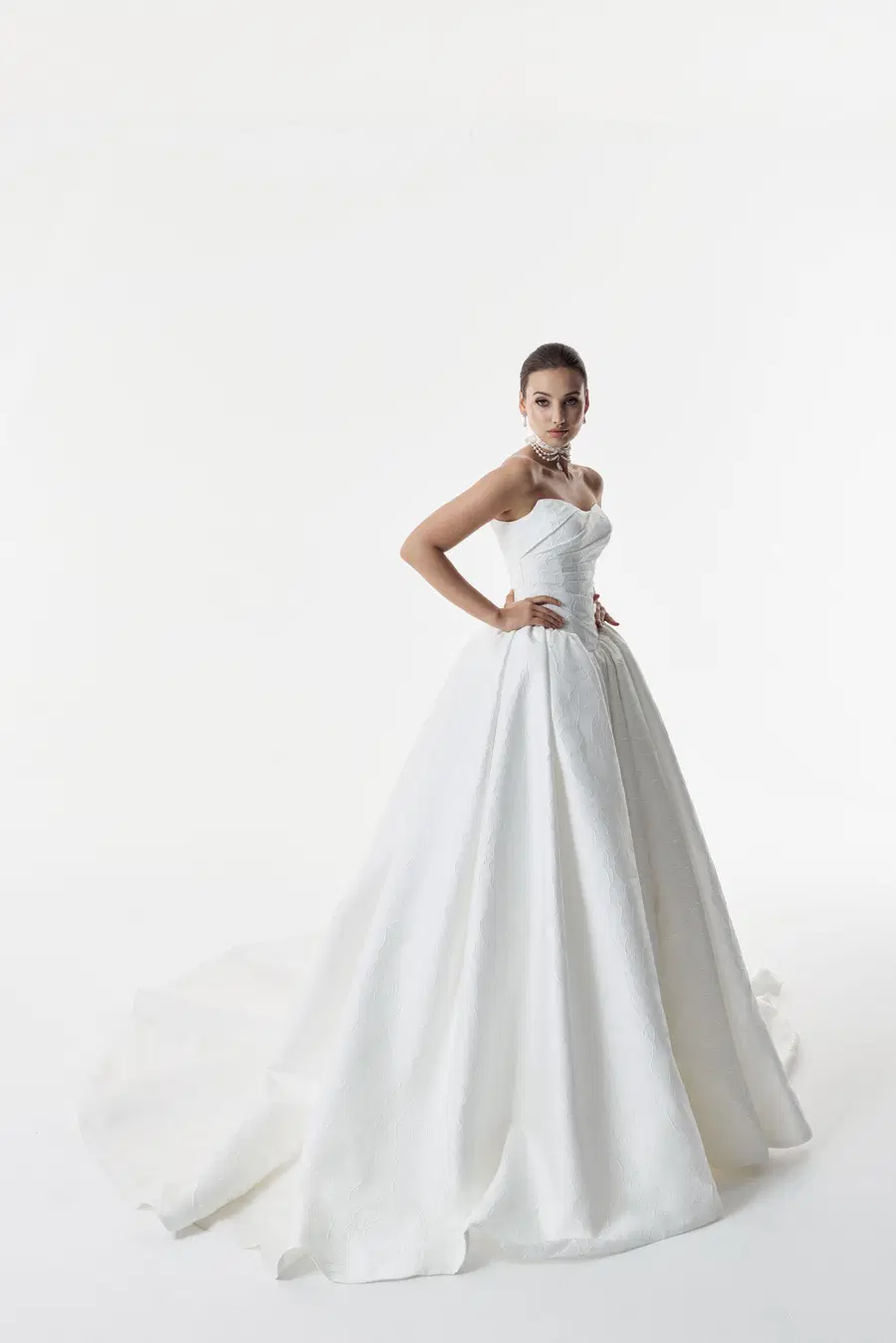 Jessica by Josephine Scott: Ball Gown silhouette, straight neckline, sleeveless, jacquard