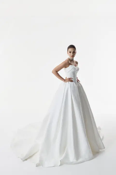 Jessica wedding dress by Josephine Scott, ball gown, jacquard