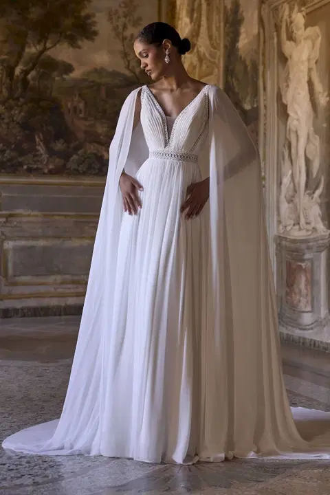 Aziza 63258A wedding dress by Veni Infantino, A-line, chiffon