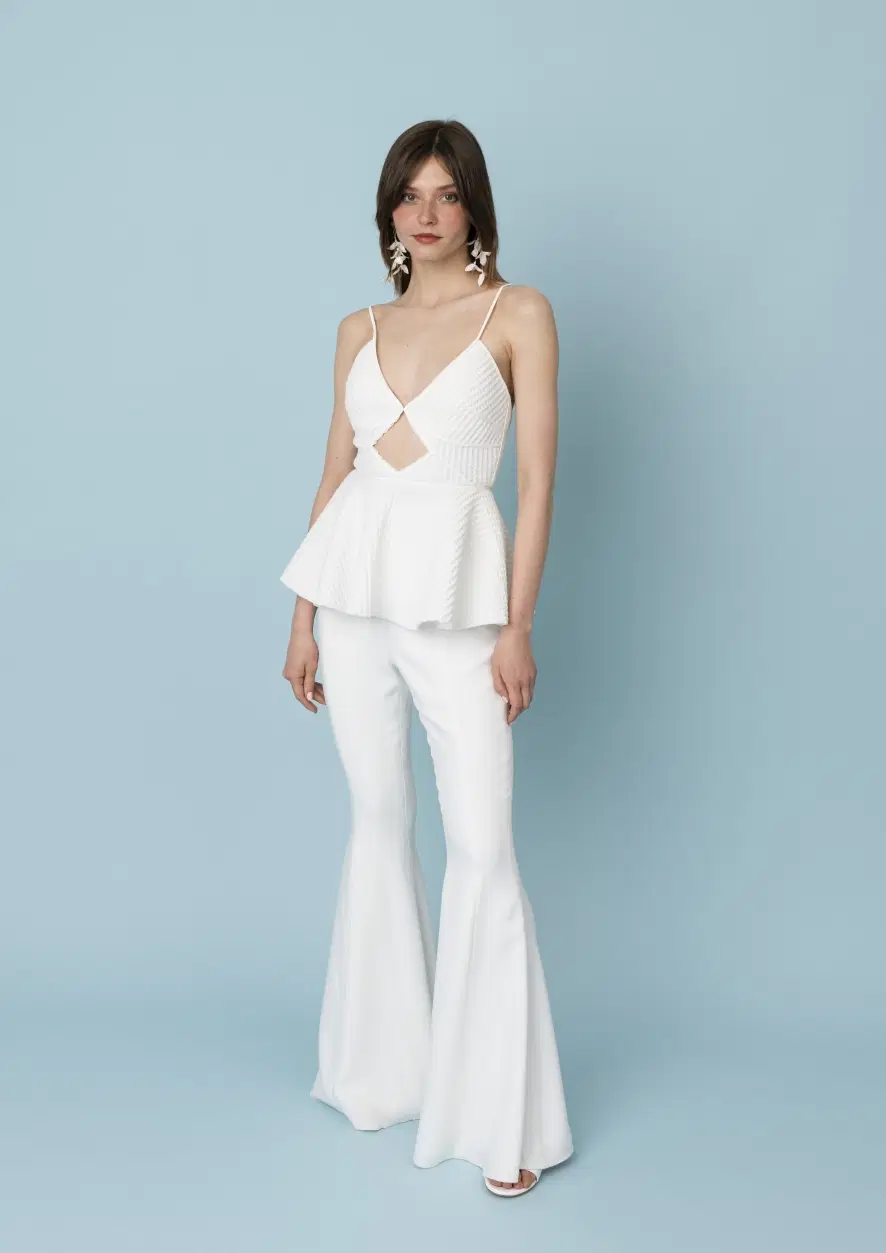 Harley Piqueé Top + Iconicbell Trousers by Kisui: Jumpsuit silhouette, V-neck neckline, sleeveless, polyester