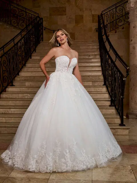 Style RB6166 wedding dress by Rachel Allan, ball gown, lace