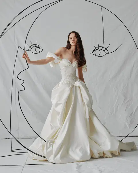 Eclipsa wedding dress by Milla Nova, satin, off-shoulder