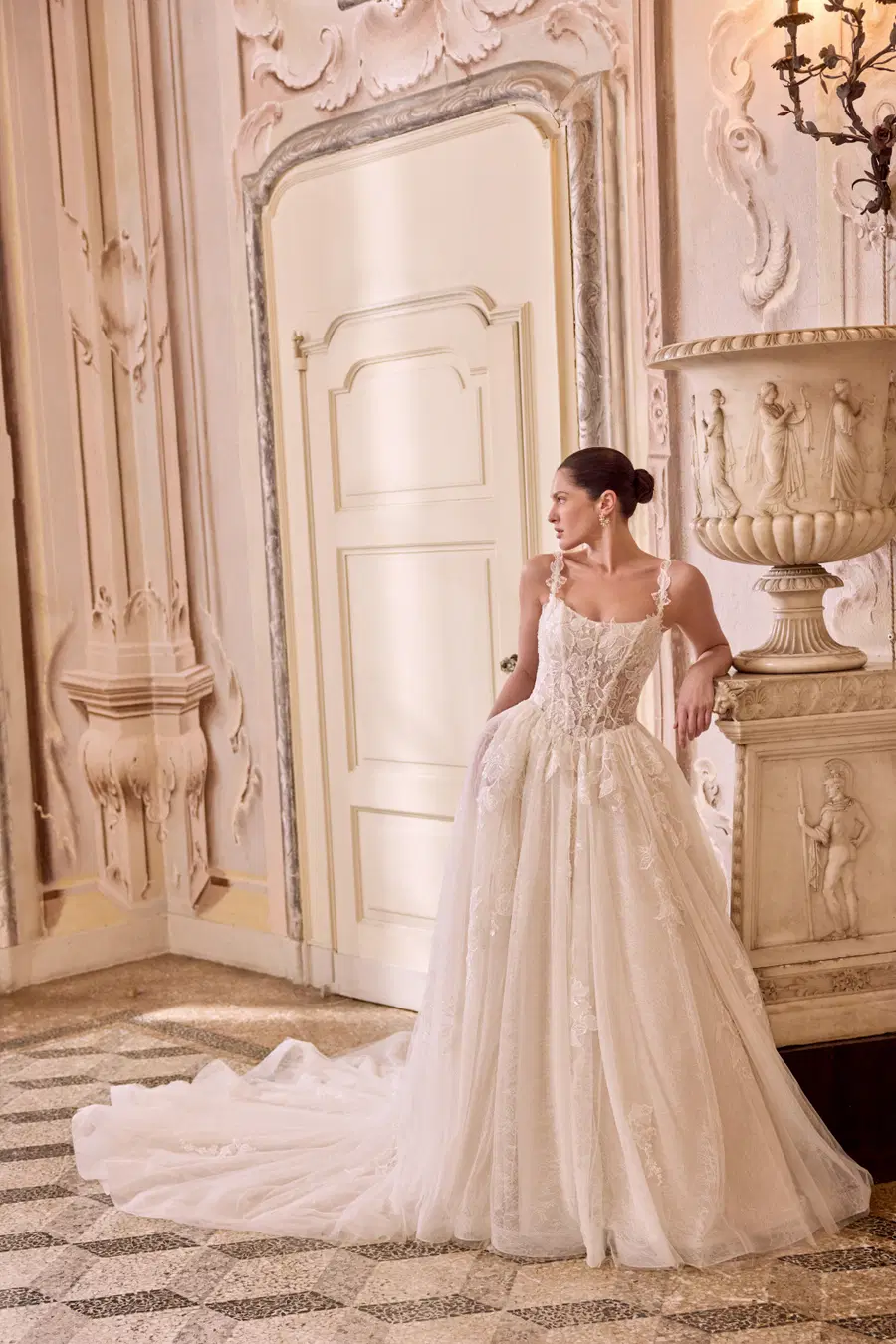 Laura by Justin Alexander: Ball Gown silhouette, scoop neckline, lace
