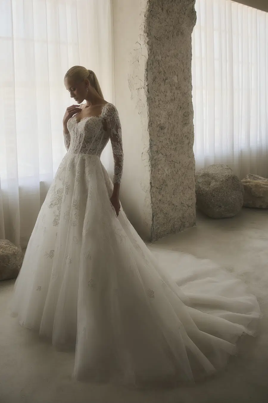 2629 by Casablanca Bridal: A-Line silhouette, sweetheart neckline, long sleeves