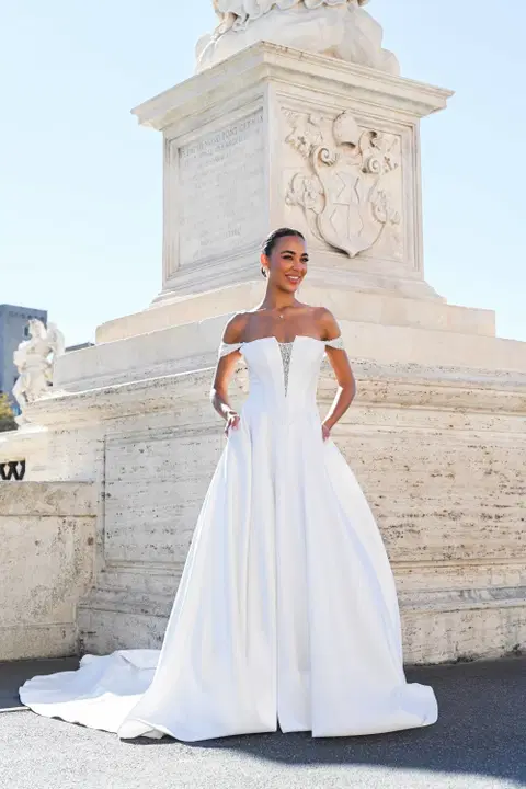 Fior Di Latte wedding dress by Dando London, A-line, mikado