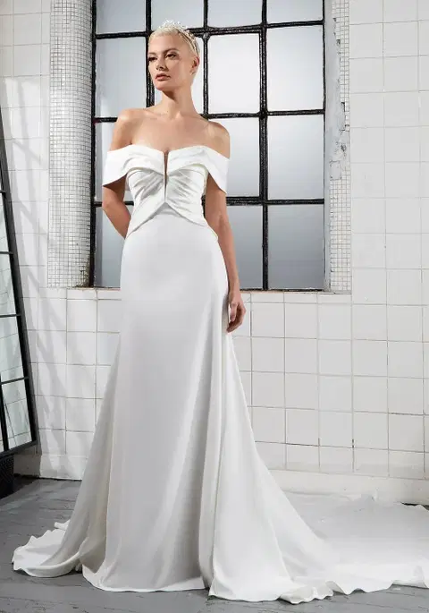 Cara wedding dress by Avenue by Josephine Scott, trumpet, crepe