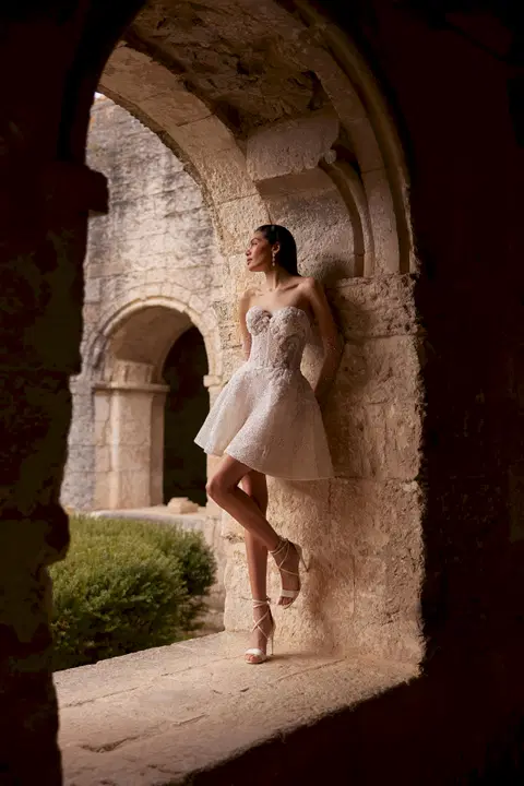 Paulette Dubost wedding dress by Innocentia Divina, short, tulle