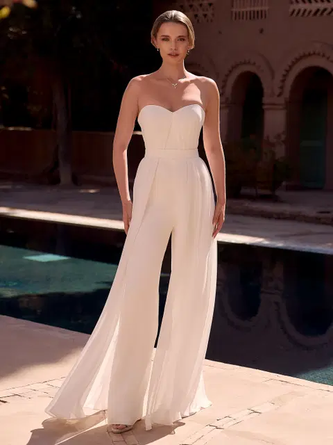 Dove wedding dress by Bianco Evento, jumpsuit, chiffon