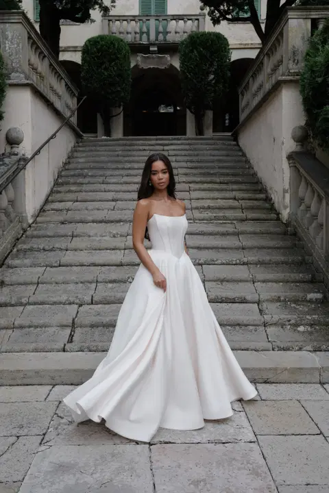E519 - Flora wedding dress by Abella, A-line, satin