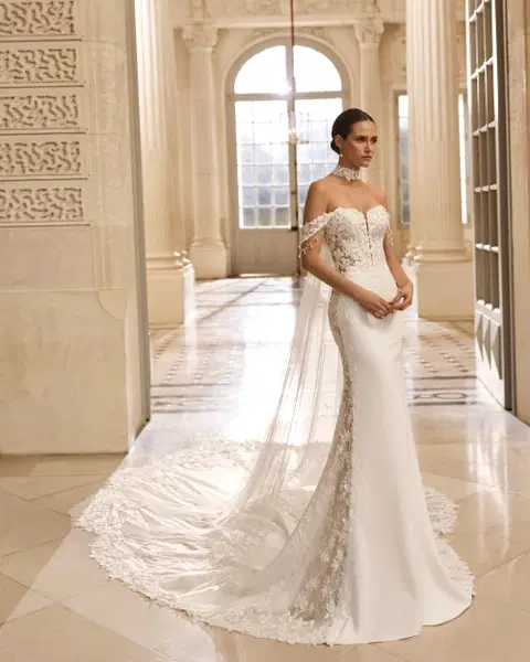 Banu wedding dress by Aire Barcelona, mermaid, crepe