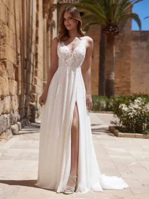 Kerena wedding dress by Bianco Evento, A-line, lace