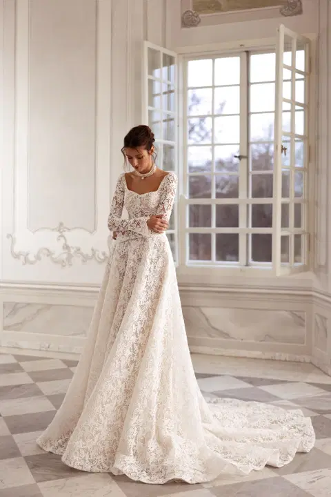 Esther wedding dress by Tina Valerdi, A-line, lace