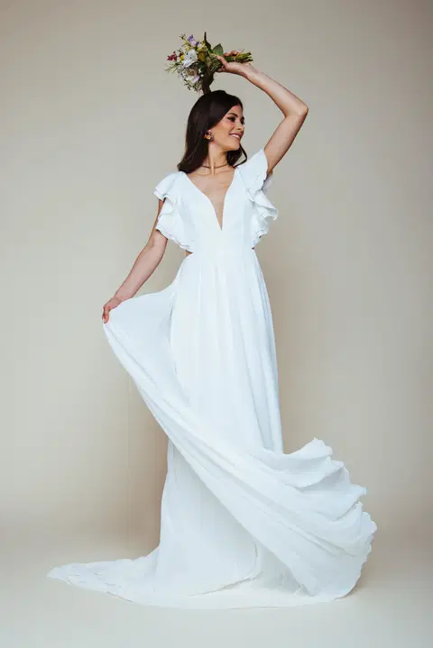 Cleo wedding dress by KUESS die BRAUT, A-line, chiffon