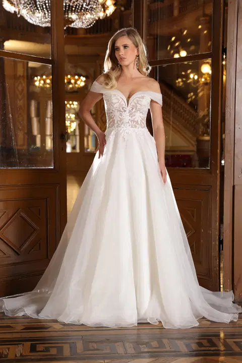 Busra wedding dress by Azuree Bridal, A-line, lace
