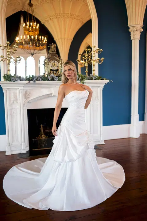 Style RB5130 wedding dress by Rachel Allan, trumpet, satin