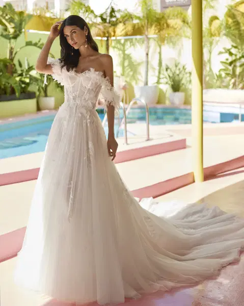 Jodie wedding dress by Luna Novias, A-line, tulle