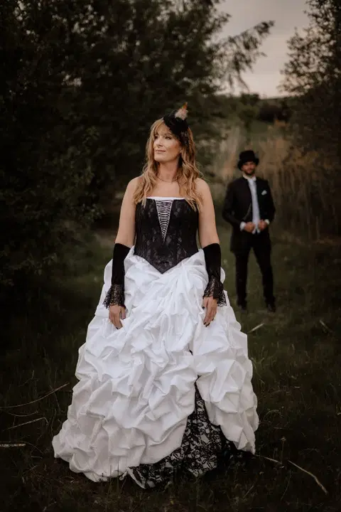 Black N White wedding dress by DarkDreamCouture