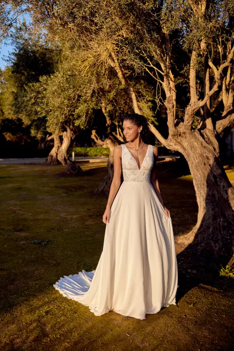 Style 66419 wedding dress by Lillian West, A-line, chiffon