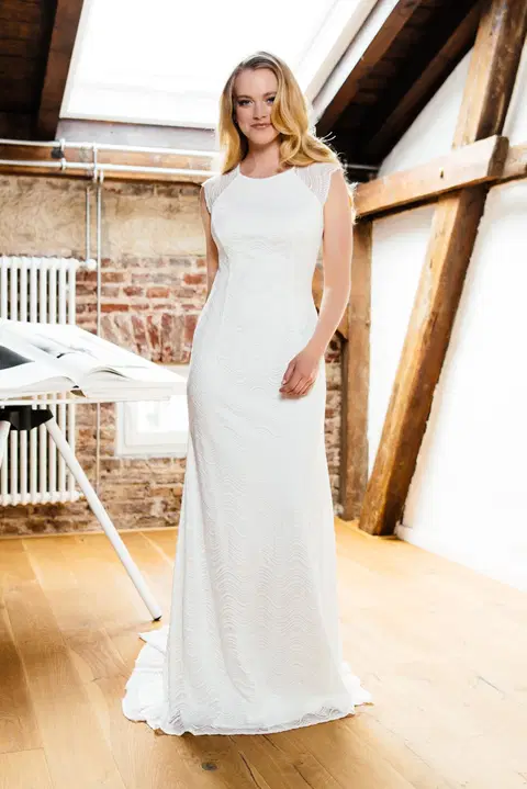 Hazel wedding dress by KUESS die BRAUT, trumpet, jersey