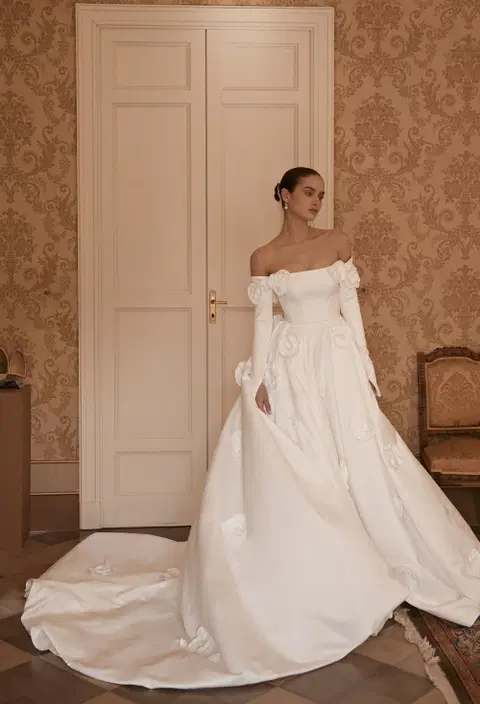 Rosalind 25-013 wedding dress by Ricca Sposa Atelier, ball gown, satin