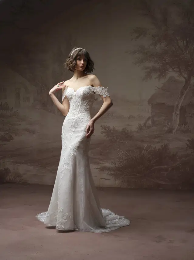 BRANDY by Rebecca Ingram: Fit & Flare silhouette, sweetheart neckline, cap sleeves, organza