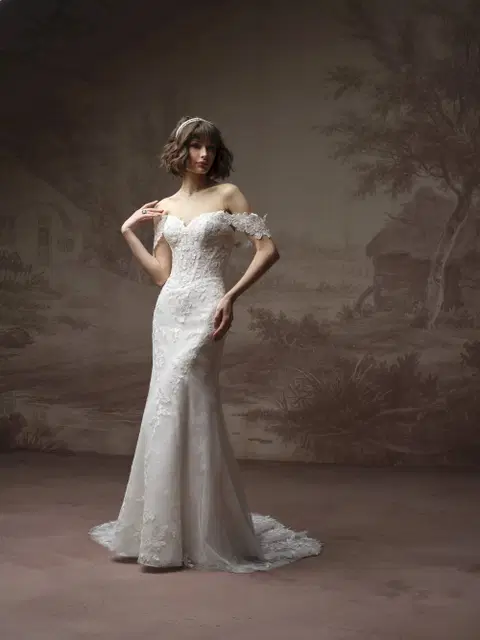Brandy wedding dress by Rebecca Ingram, fit & flare, organza