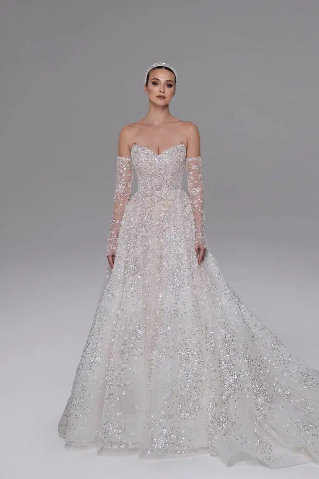 B26220 Gianna by Calla Blanche: Ball Gown silhouette, sweetheart neckline, long sleeves, tulle