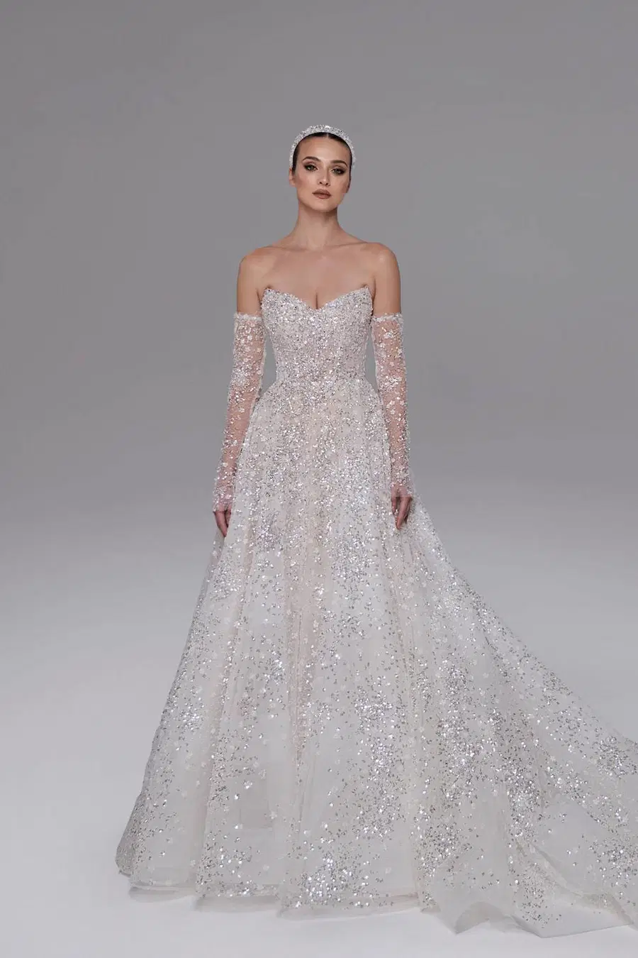 B26220 Gianna by Calla Blanche: Ball Gown silhouette, sweetheart neckline, long sleeves, tulle