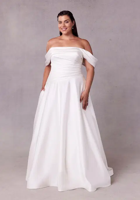 Syndy wedding dress by Mori Lee, A-line, satin