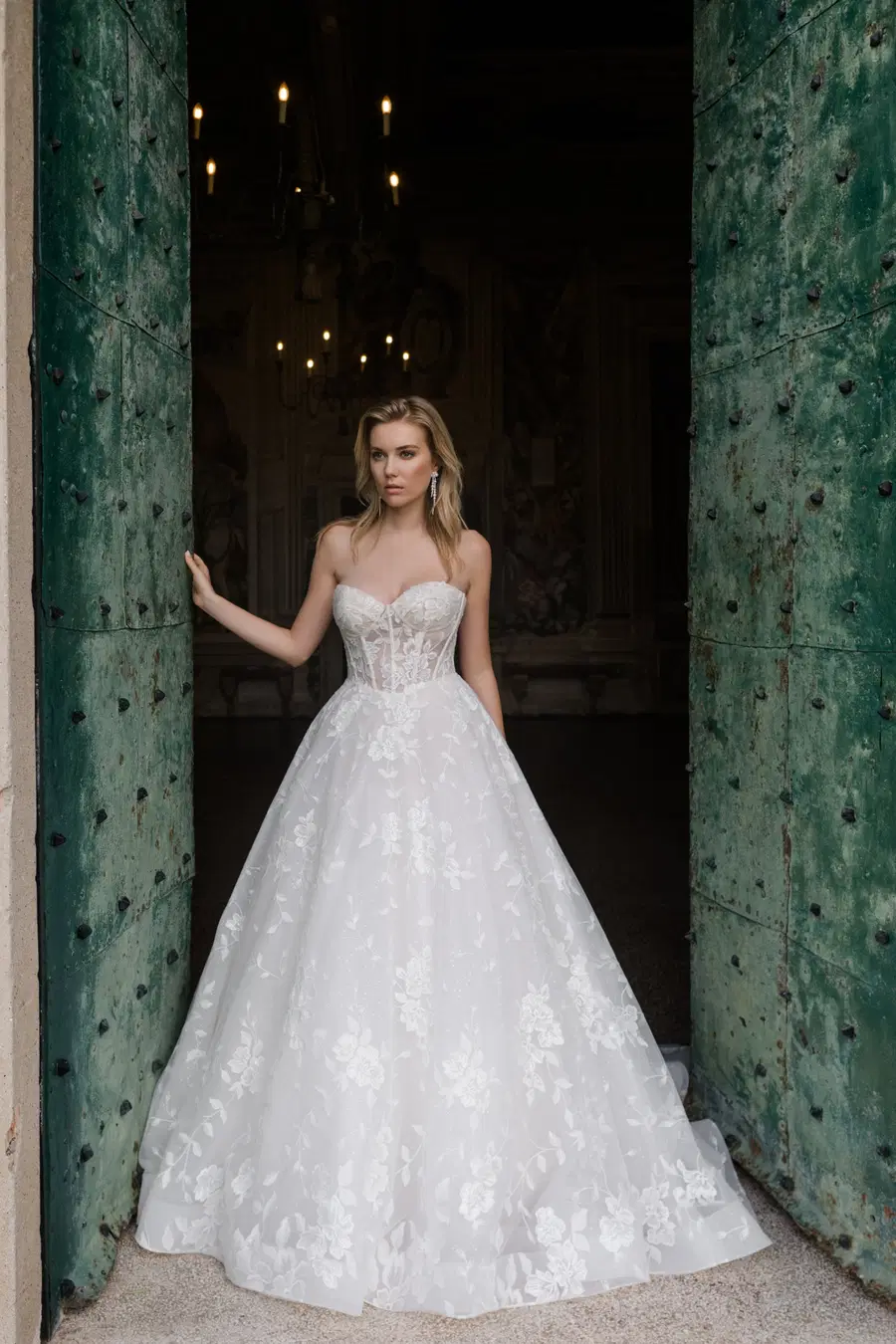 E514 - Prosperina by Abella: Ball Gown silhouette, sweetheart neckline, sleeveless, lace