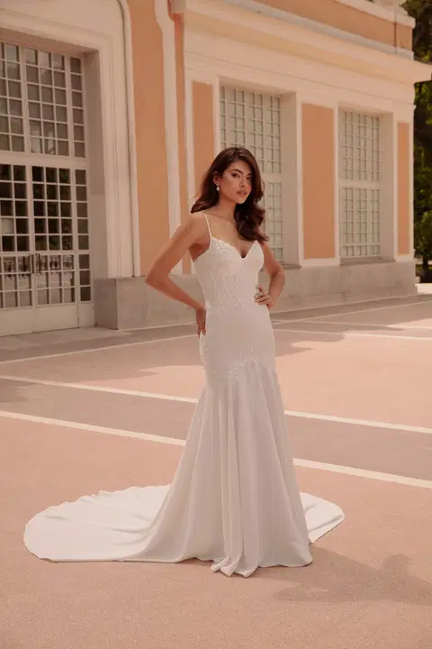 Style TO-2021T wedding dress by Agnes, trumpet, lace