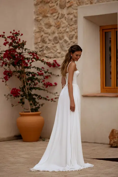 Barbara wedding dress by Tina Valerdi, A-line, satin
