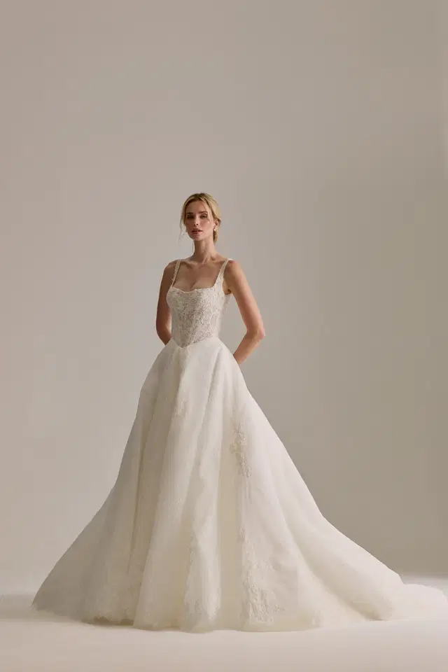 Isolde by Josephine Scott: Ball Gown silhouette, straight neckline, sleeveless, lace
