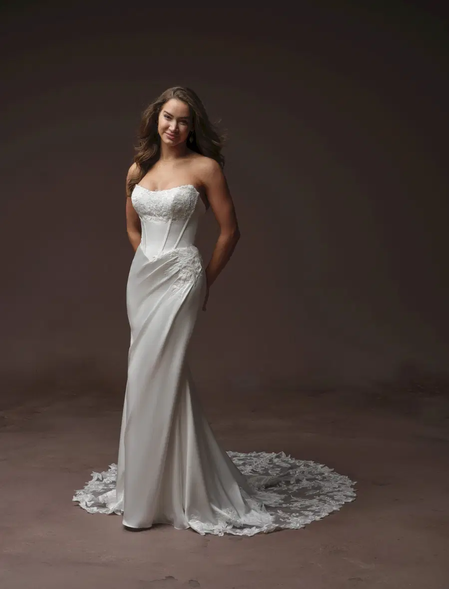 ISOLDE by Rebecca Ingram: Fit & Flare silhouette, cat eye neckline, lace