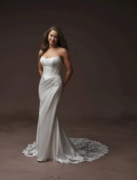 Isolde wedding dress by Rebecca Ingram, fit & flare, lace