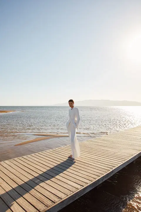 Cora wedding dress by Serravalle, pantsuit, satin