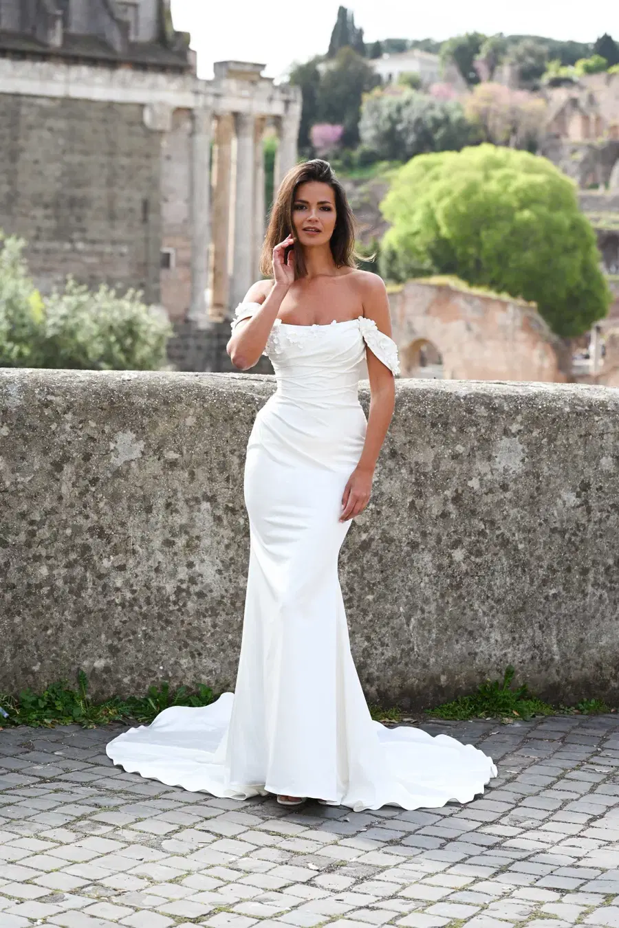 Roma van Dando London: Fit en Flare, Blote schouders, Mouwloos, satijn