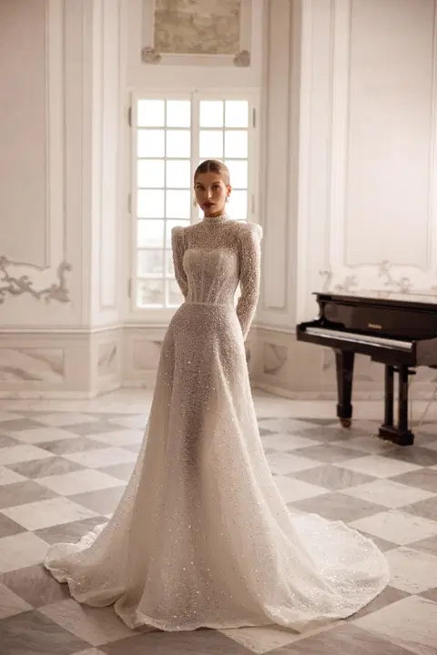 Athena wedding dress by Tina Valerdi, A-line, tulle