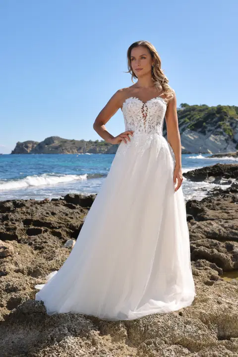 Amira wedding dress by Azuree Bridal, A-line, lace