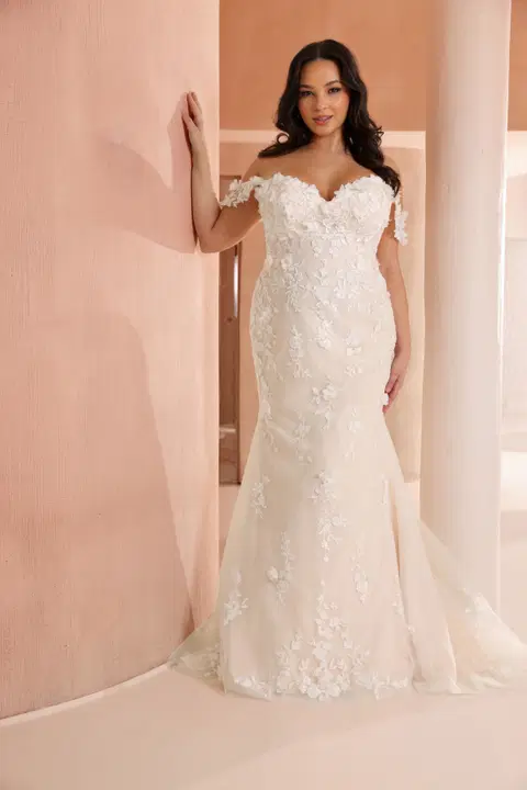 Amy wedding dress by Azuree Bridal, A-line, lace