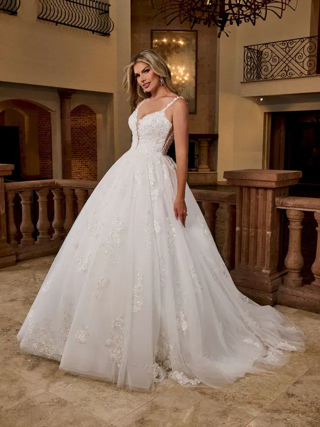 RB6171 by Rachel Allan: Ball Gown silhouette, deep V-neck neckline, sleeveless, lace