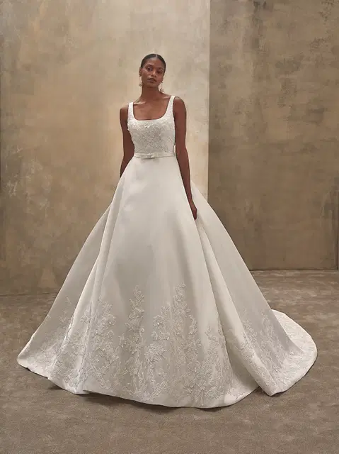 Style 1528 wedding dress by Demetrios, ball gown, lace