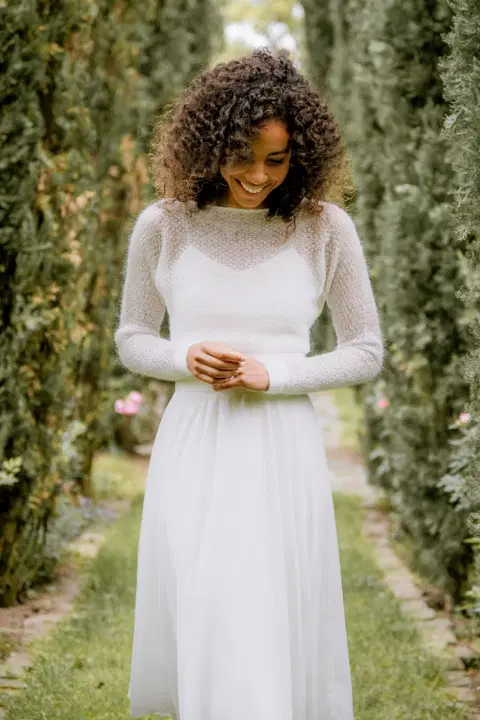 Pullover Yosie wedding dress by noni, two-piece, scoop