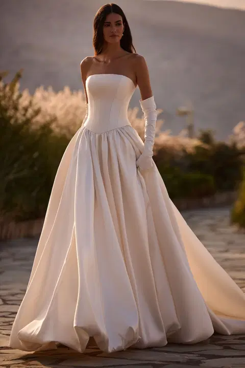 Aveline wedding dress by Milla Nova, A-line, mikado