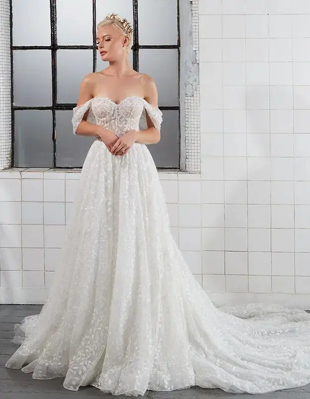 Nova by Avenue by Josephine Scott: A-Line silhouette, long sleeves, tulle