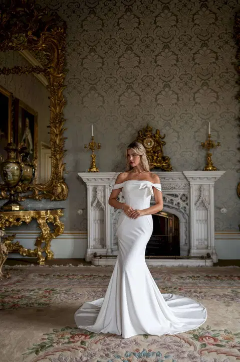 Style RB2238 wedding dress by Rachel Allan, trumpet, satin