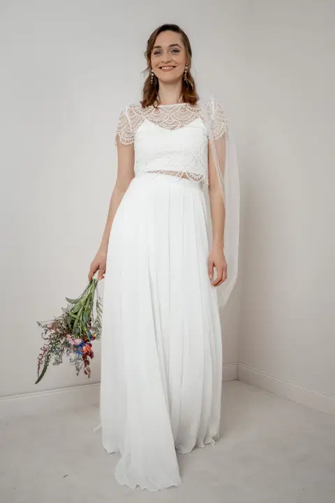 Rock Isla wedding dress by noni, two-piece, chiffon
