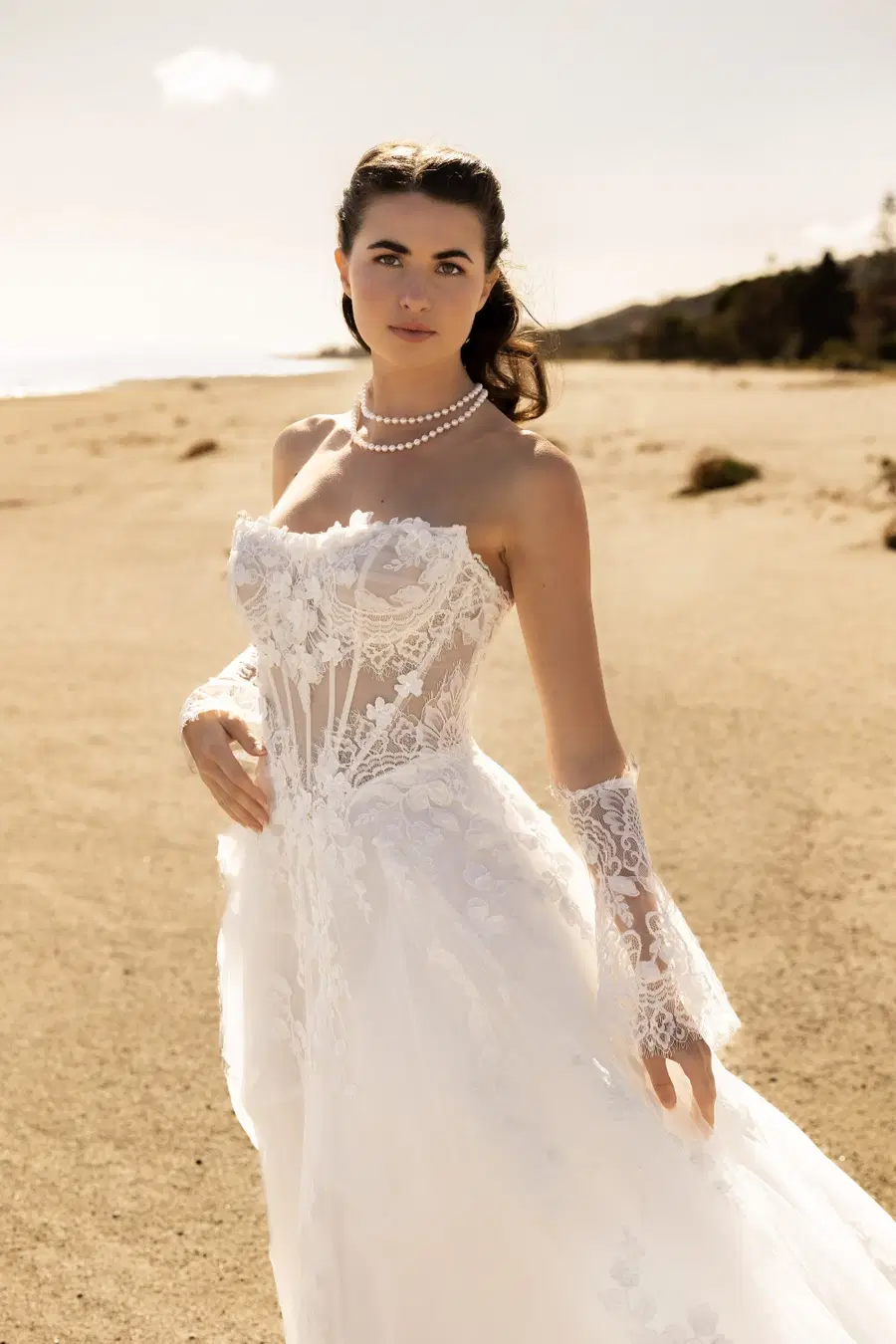 Diana by Amo & Luv: Ball Gown silhouette, straight neckline, sleeveless, lace